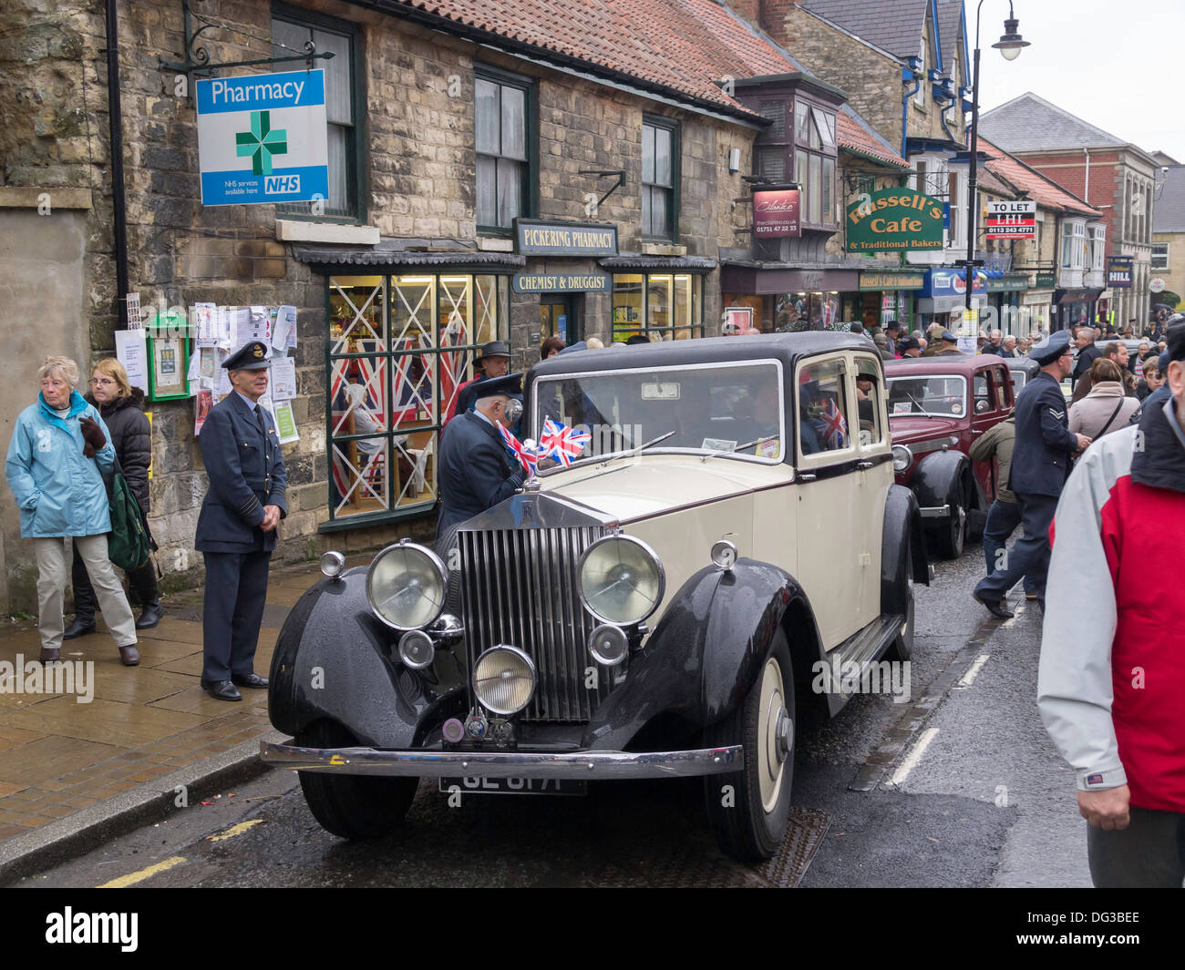 A period Rolls Royce motor car on display in Pickering North Yorkshire England UK for the Wartime and 1940's week-end 2013 Stock Photo