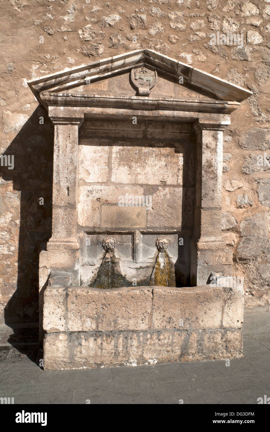 XVI century old fountain, Teruel, Spain, Stock Photo