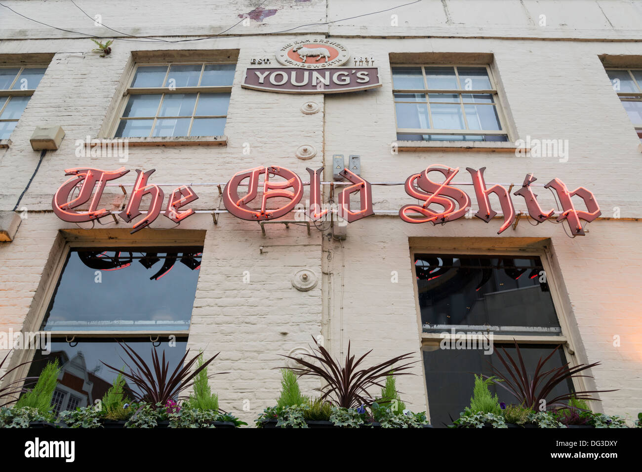 The neon sign on the Old Ship pub at Richmond Richmond upon Thames London UK Stock Photo