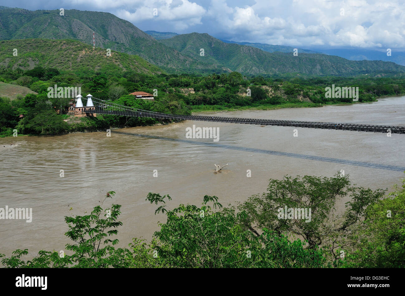 Puente de Occidente - Cauca river in SANTA FE de ANTIOQUIA - COLOMBIA Stock Photo