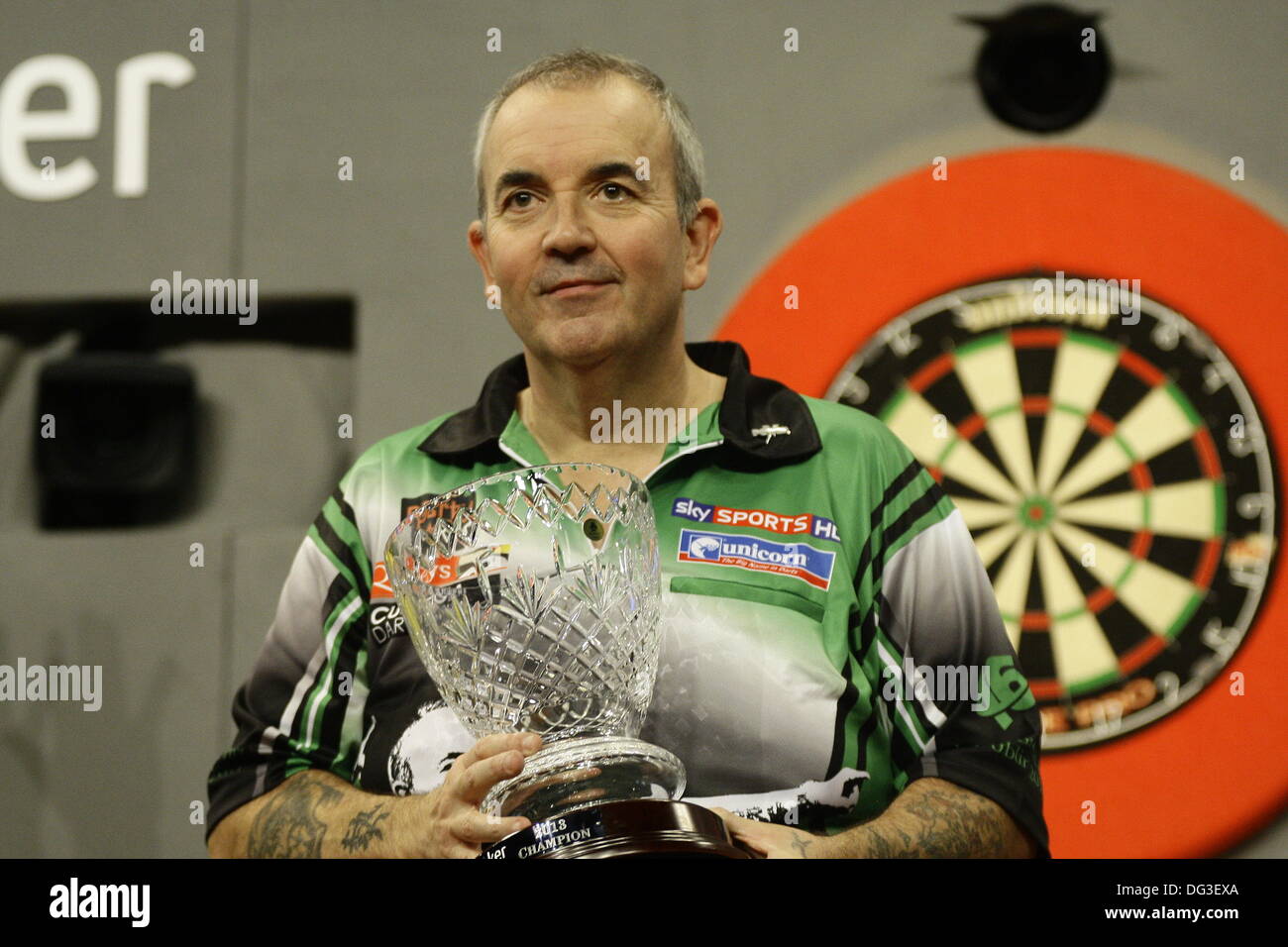 Dublin, UK. 13th Oct, 2013. PDC Party Poker World Grand Prix Darts -The  Final: Phil Taylor wins his 11th World Grand Prix title over Dave Chisnall  by 6 sets to 0 at