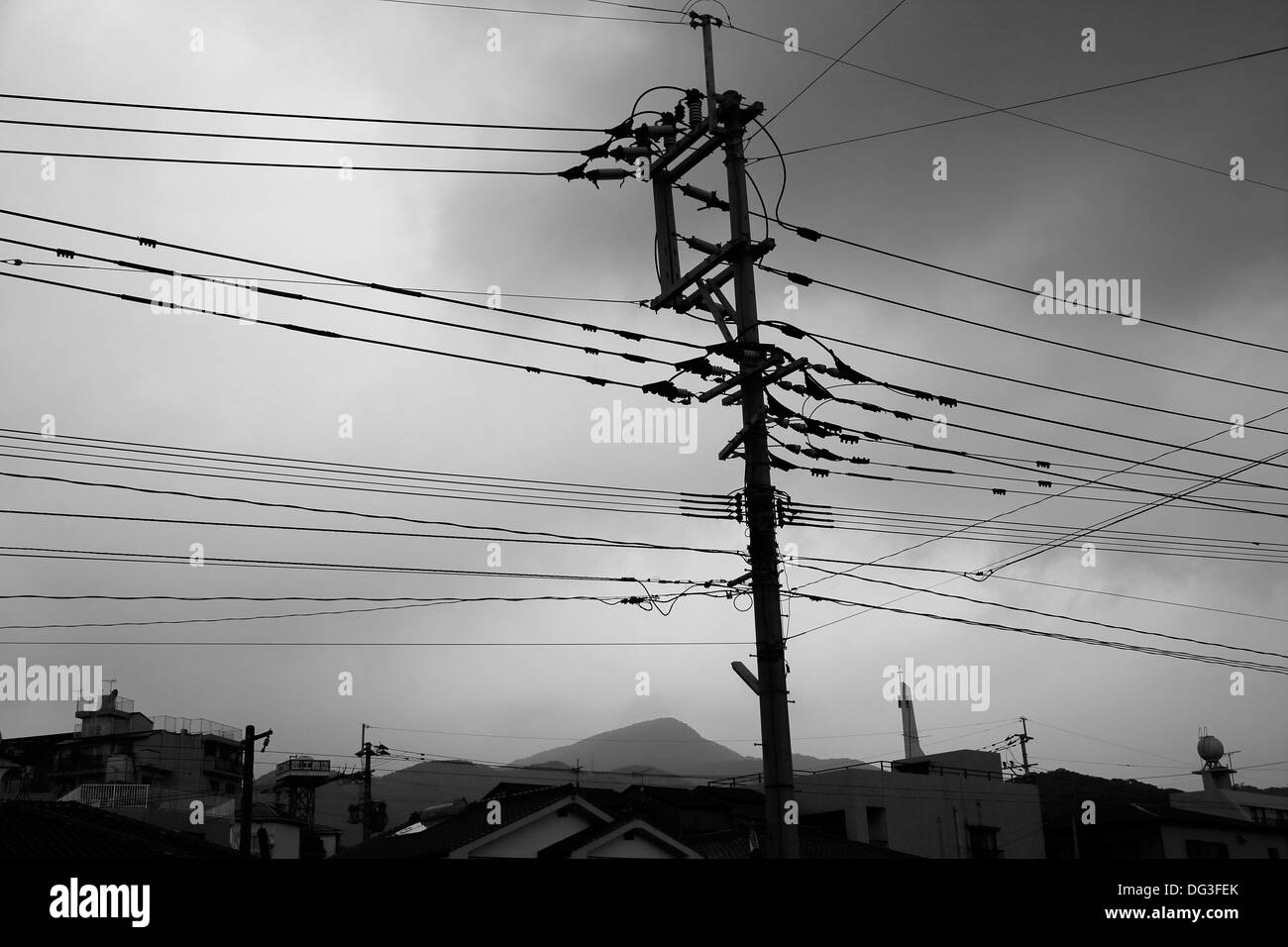 Nagasaki power lines Stock Photo Alamy