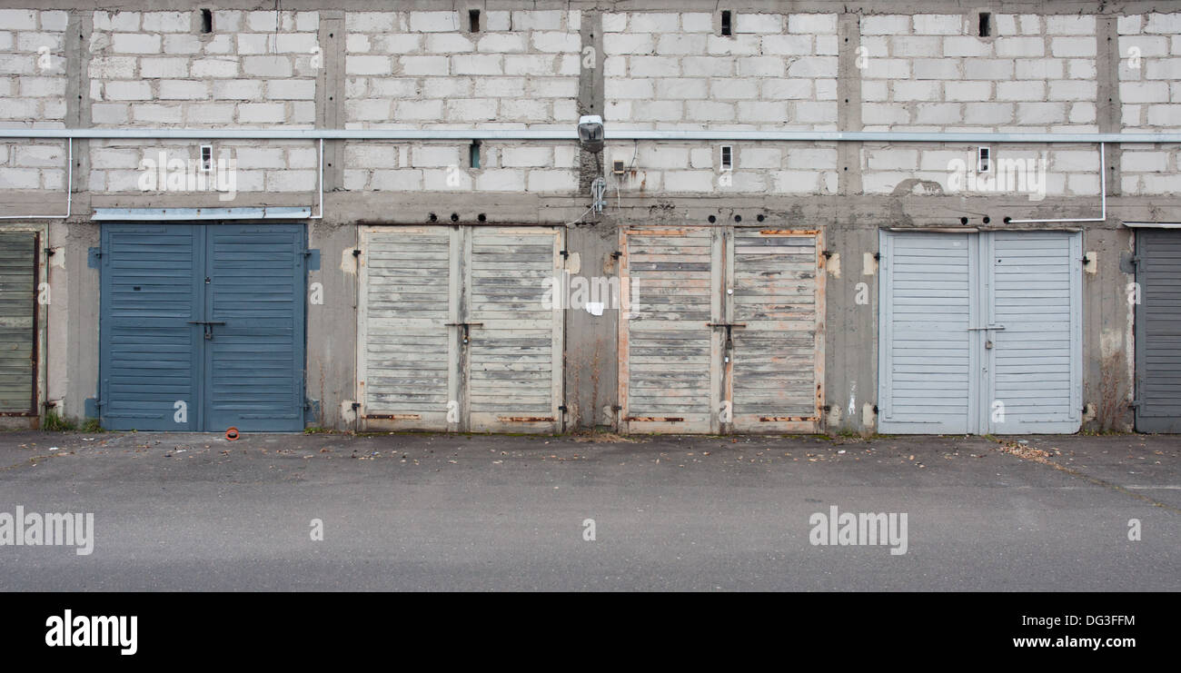 Set of old garage doors Stock Photo Alamy