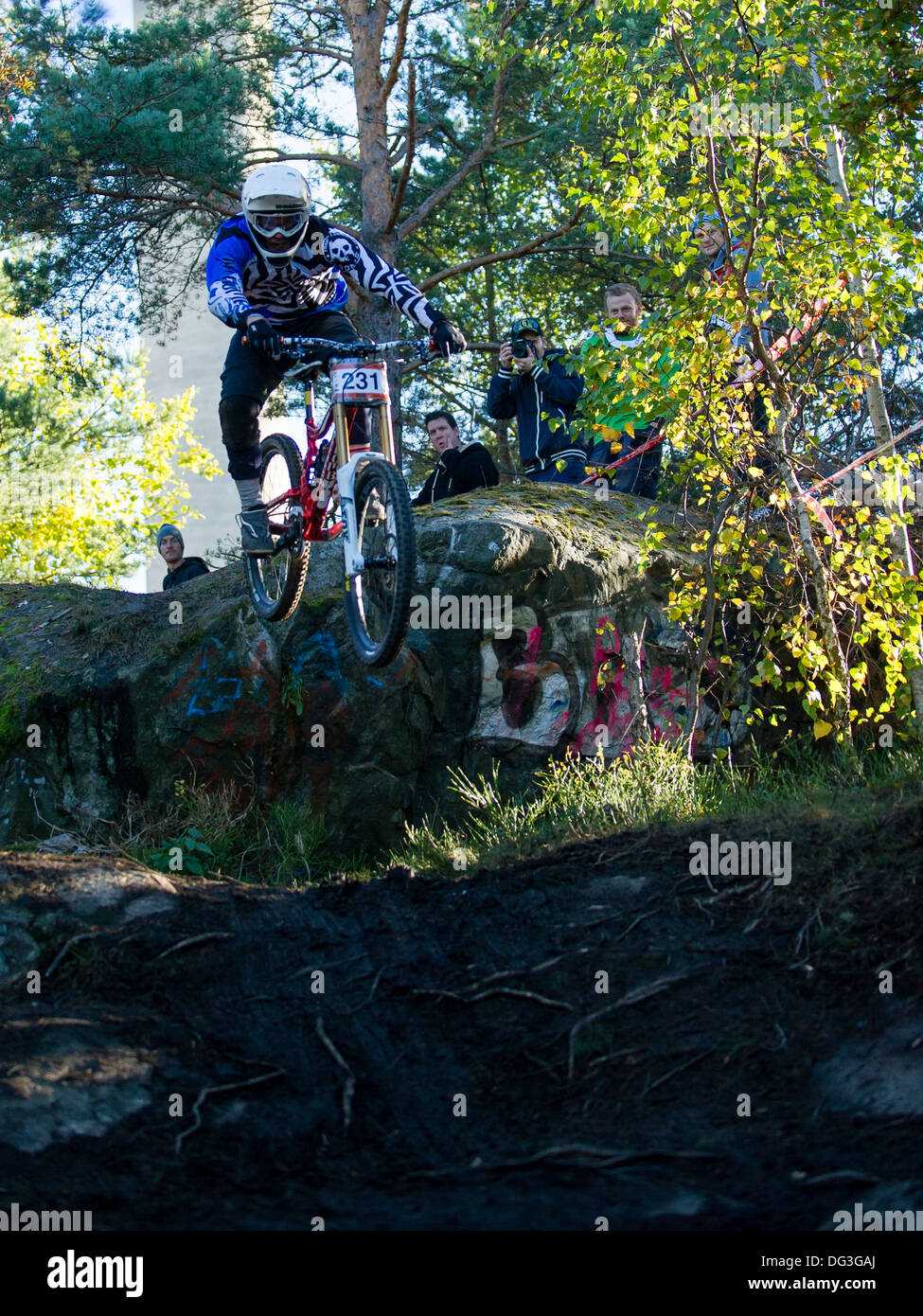 Downhill bike jump Stock Photo Alamy