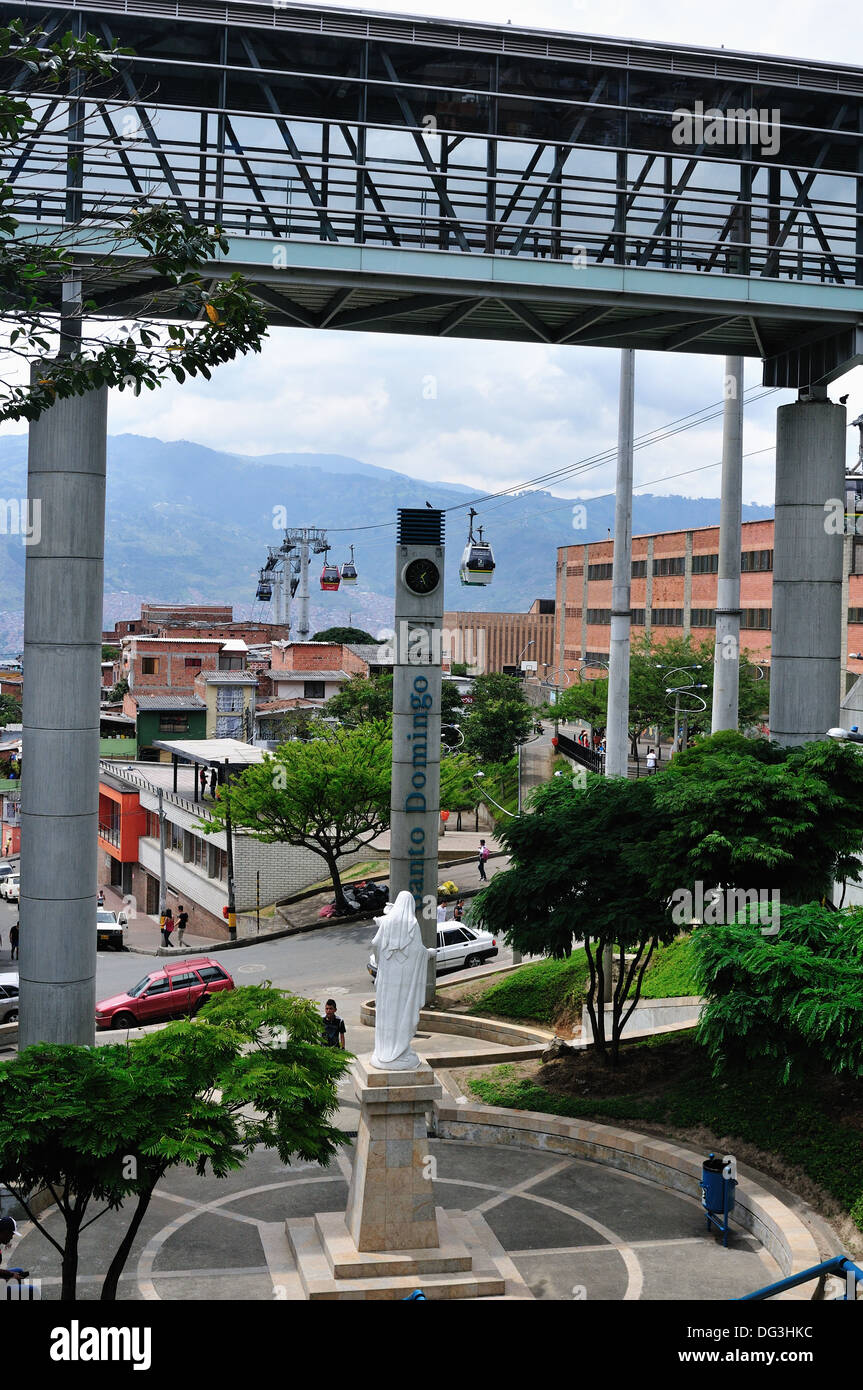 Metrocable - Santo Domingo district in MEDELLIN .Department of Antioquia. COLOMBIA Stock Photo