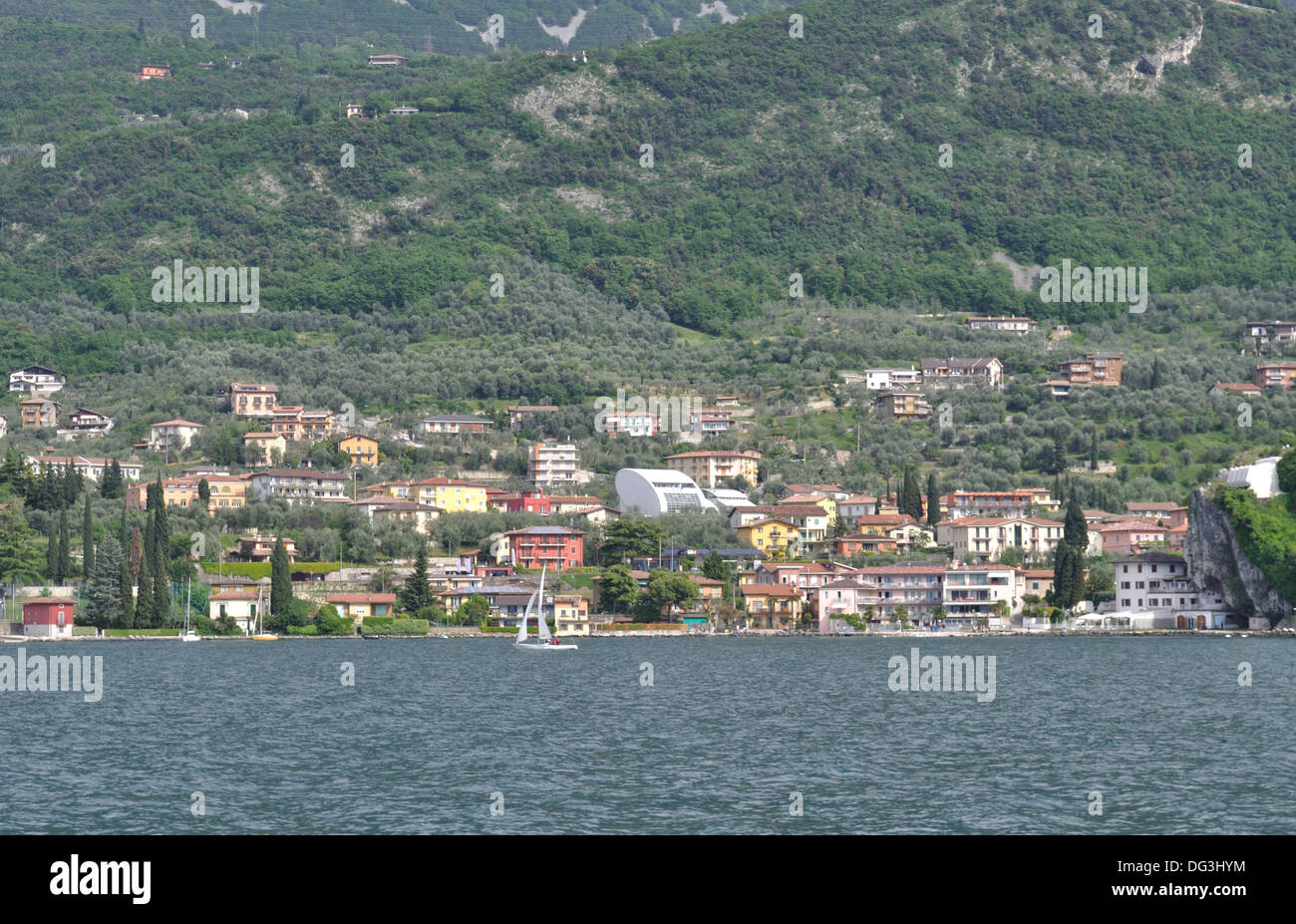 Malcesine, on the shore of Lake Garda, Italy. Stock Photo