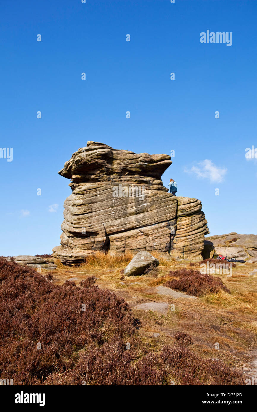 Mother Cap rock formation Peak District UK Stock Photo