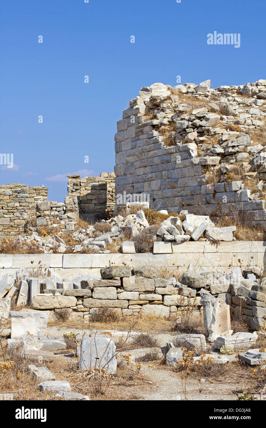 ruins on the island of delos Stock Photo