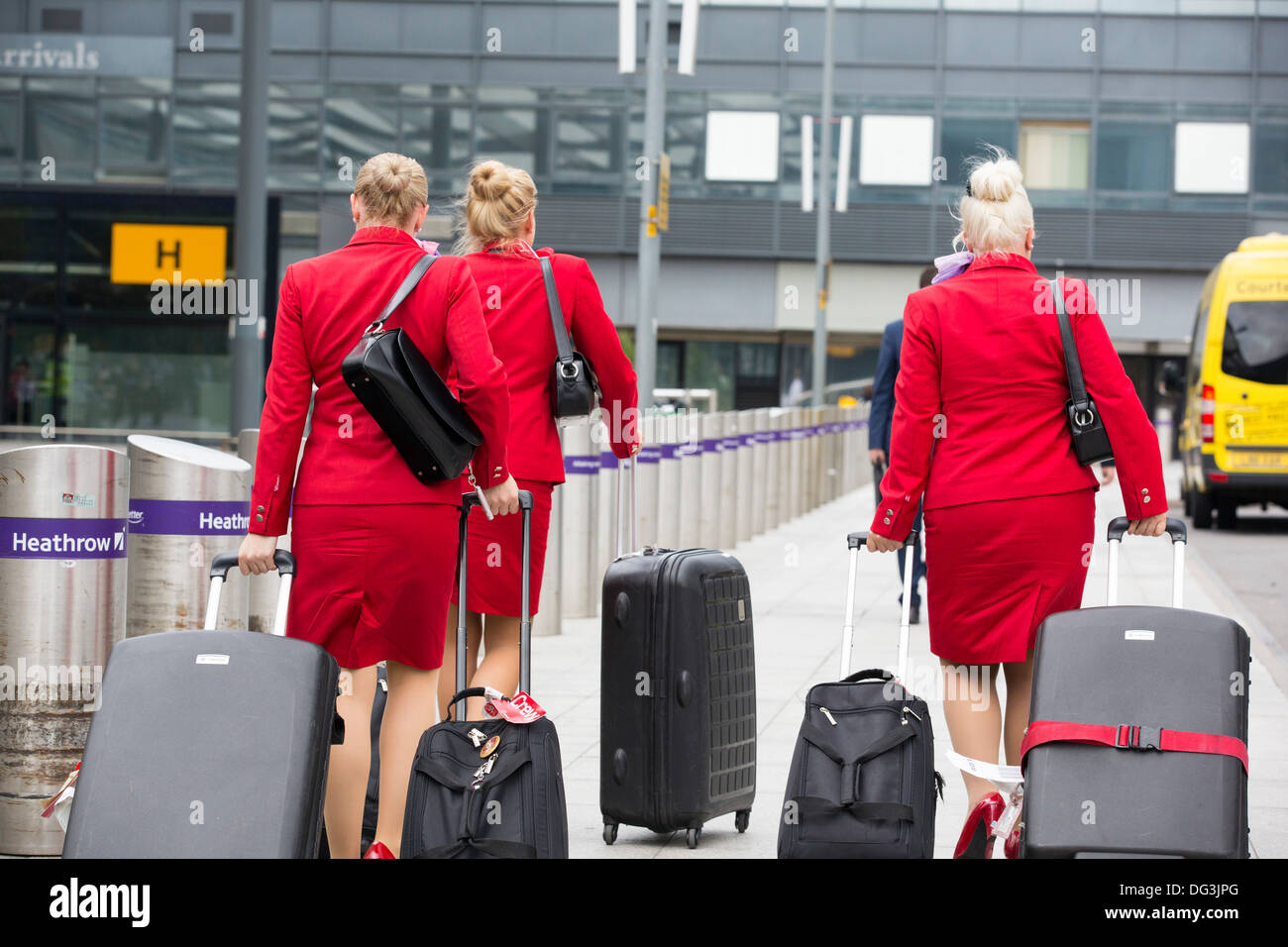 Air hostess's at Heathrow Airport, London, UK. Stock Photo