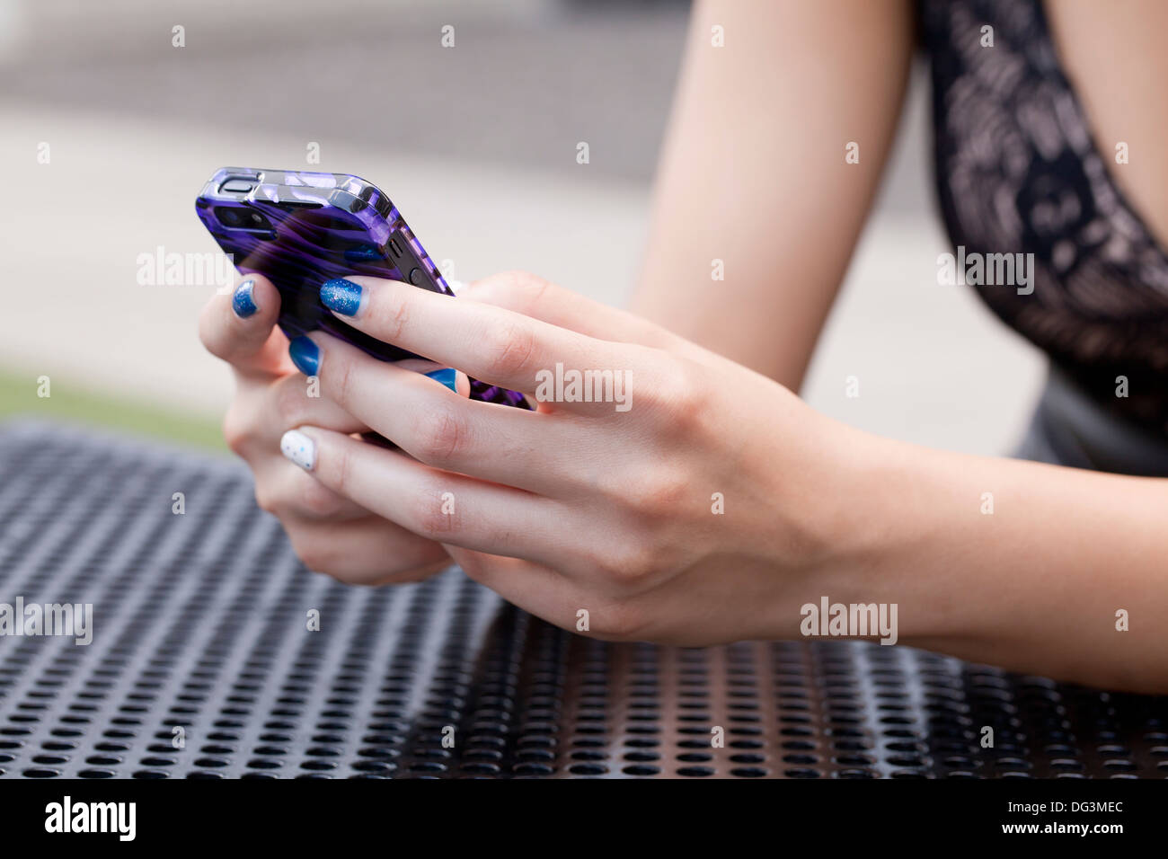 Closeup female hands using smart hi-res stock photography and images ...