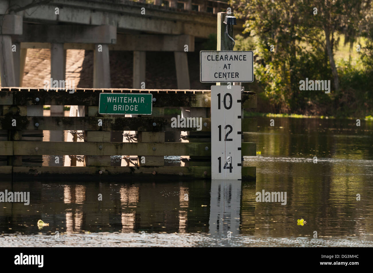 Whitehair Drawbridge water level clearance marker on the St. Johns