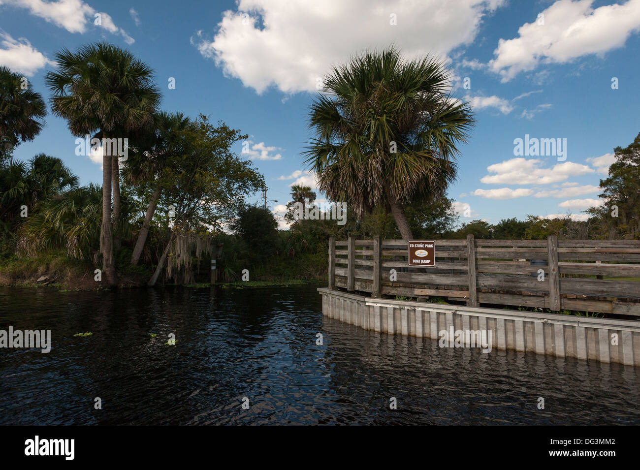 Entrance to the Ed Stone boat Ramp on the St. Johns River Florida USA Stock Photo