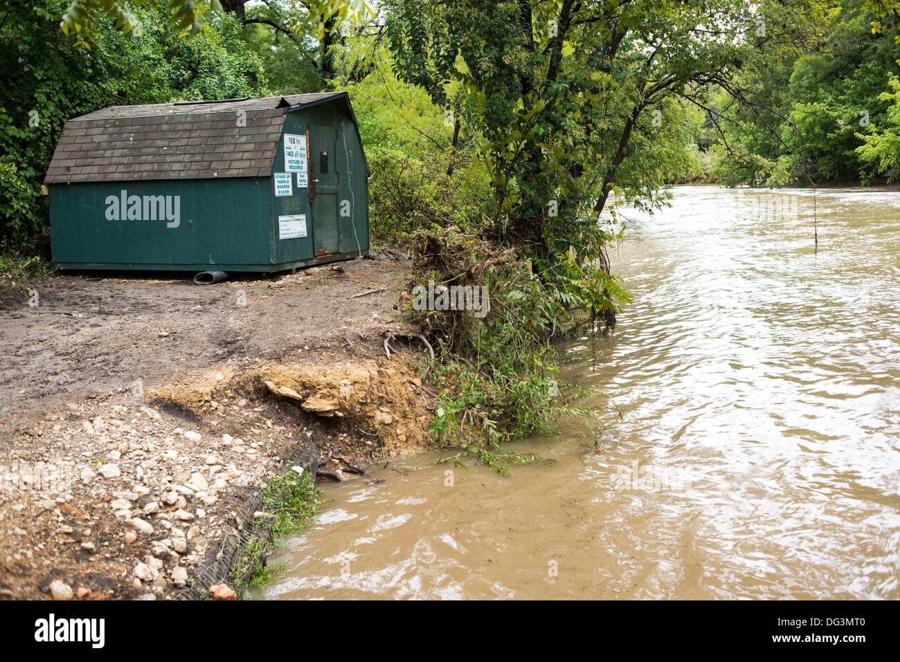Austin Tx Usa 13th Oct 2013 A Displaced Canoe Rental Cabin Is