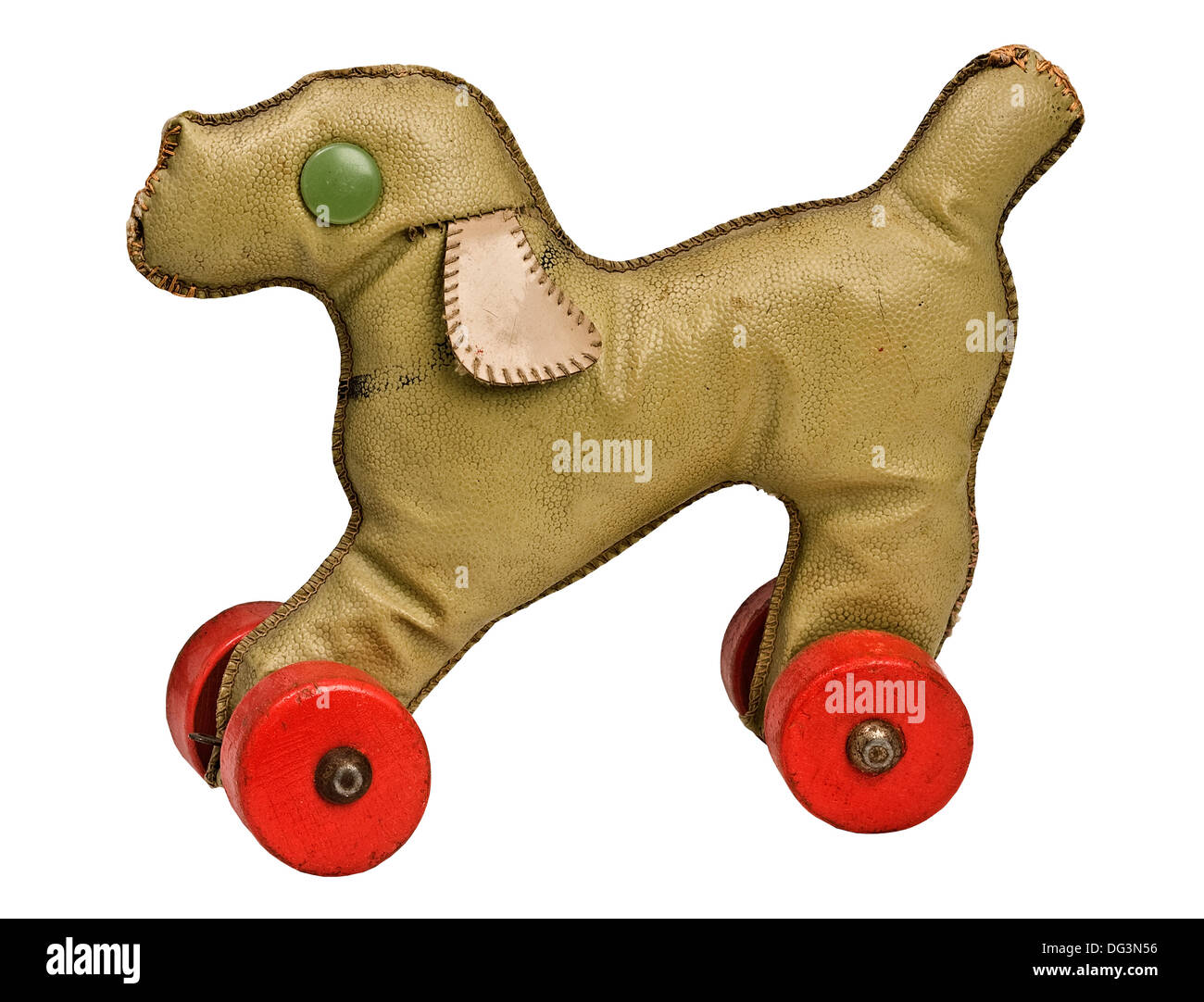 stuffed dog on wheels