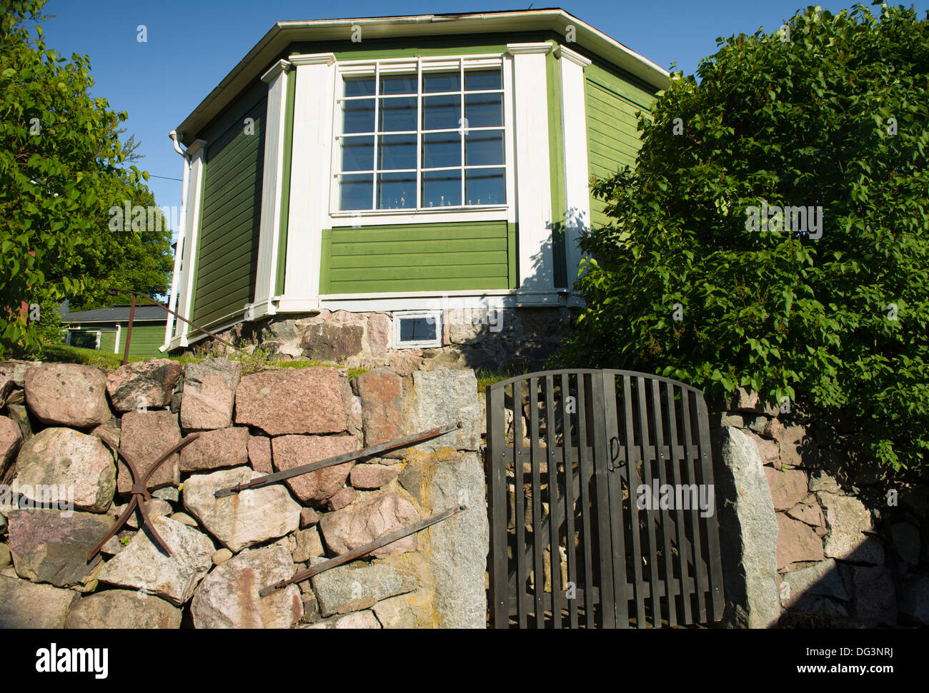 Private wooden house in the city Porvoo in Finland Stock Photo