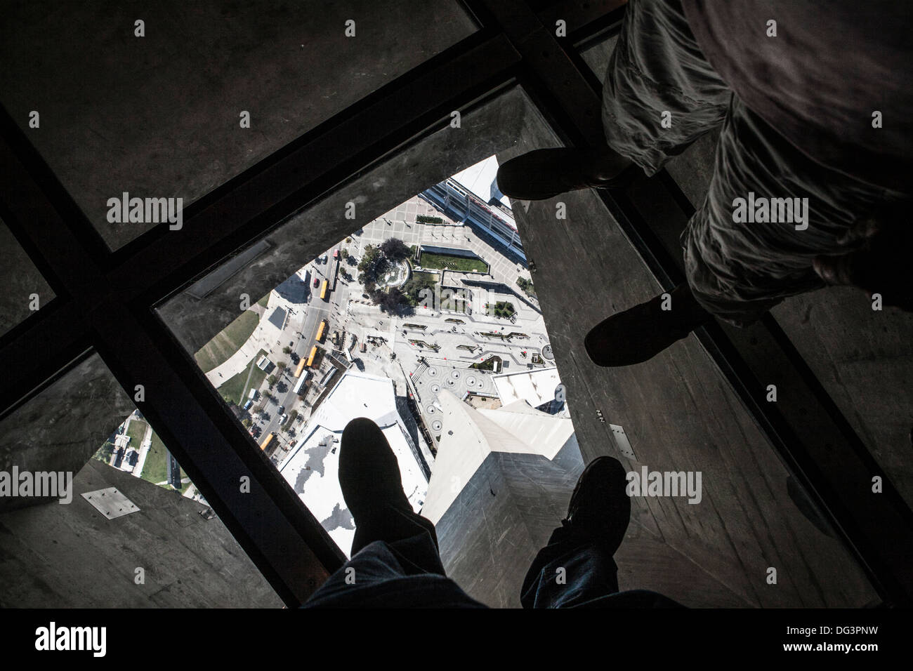Glass Floor Of The Cn Tower In Toronto Canada Stock Photo