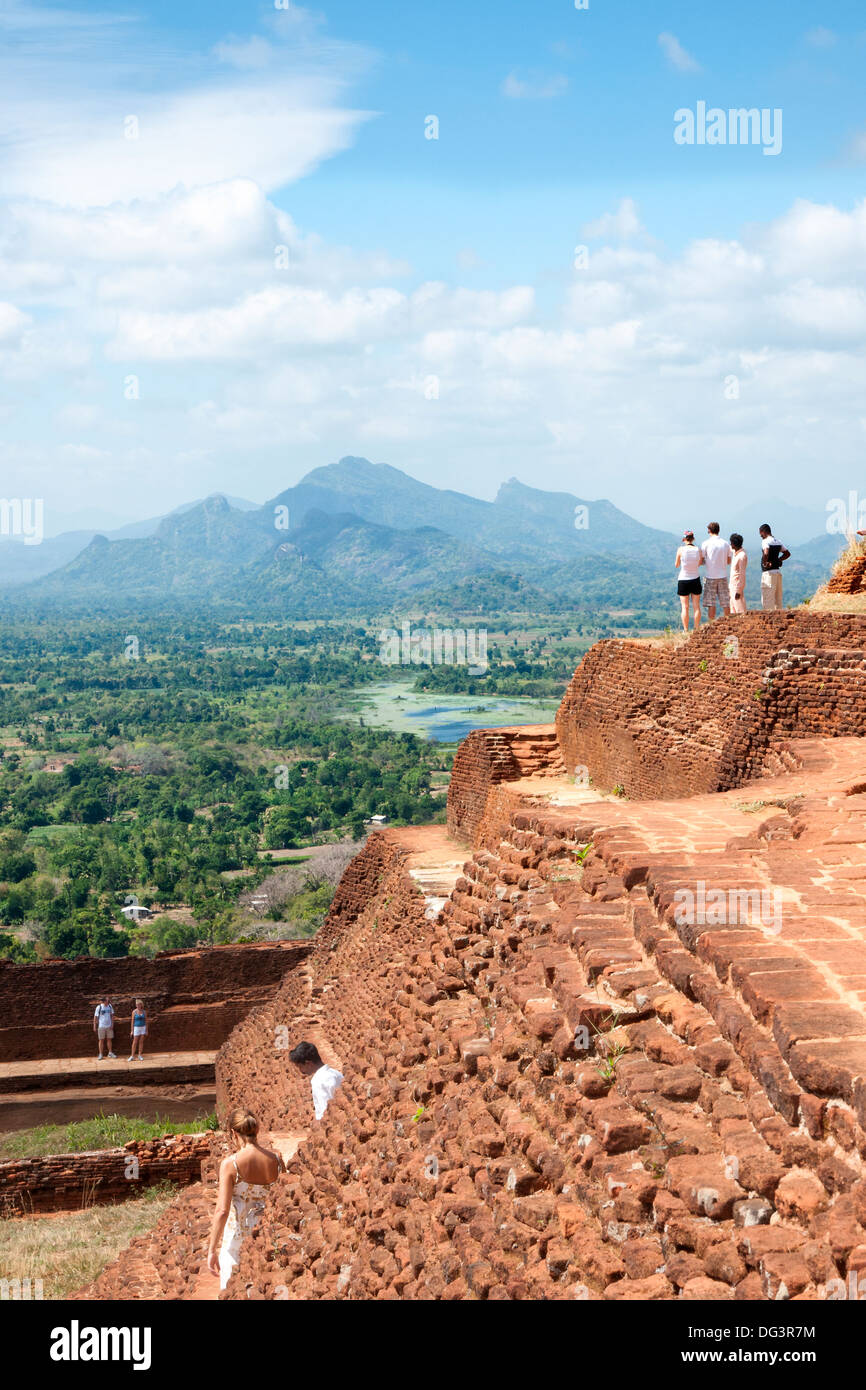 Summit of Sigiriya Rock, King Kassapa's palace fortress AD 477-495, Sigiriya, Sri Lanka, Indian Ocean, Asia Stock Photo