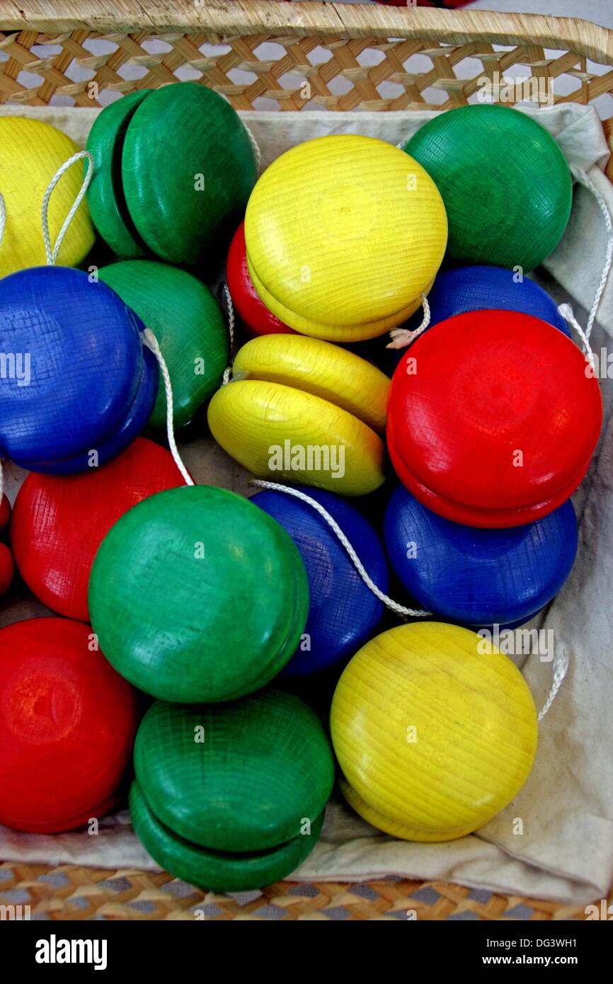 wooden yoyos, toys Stock Photo Alamy