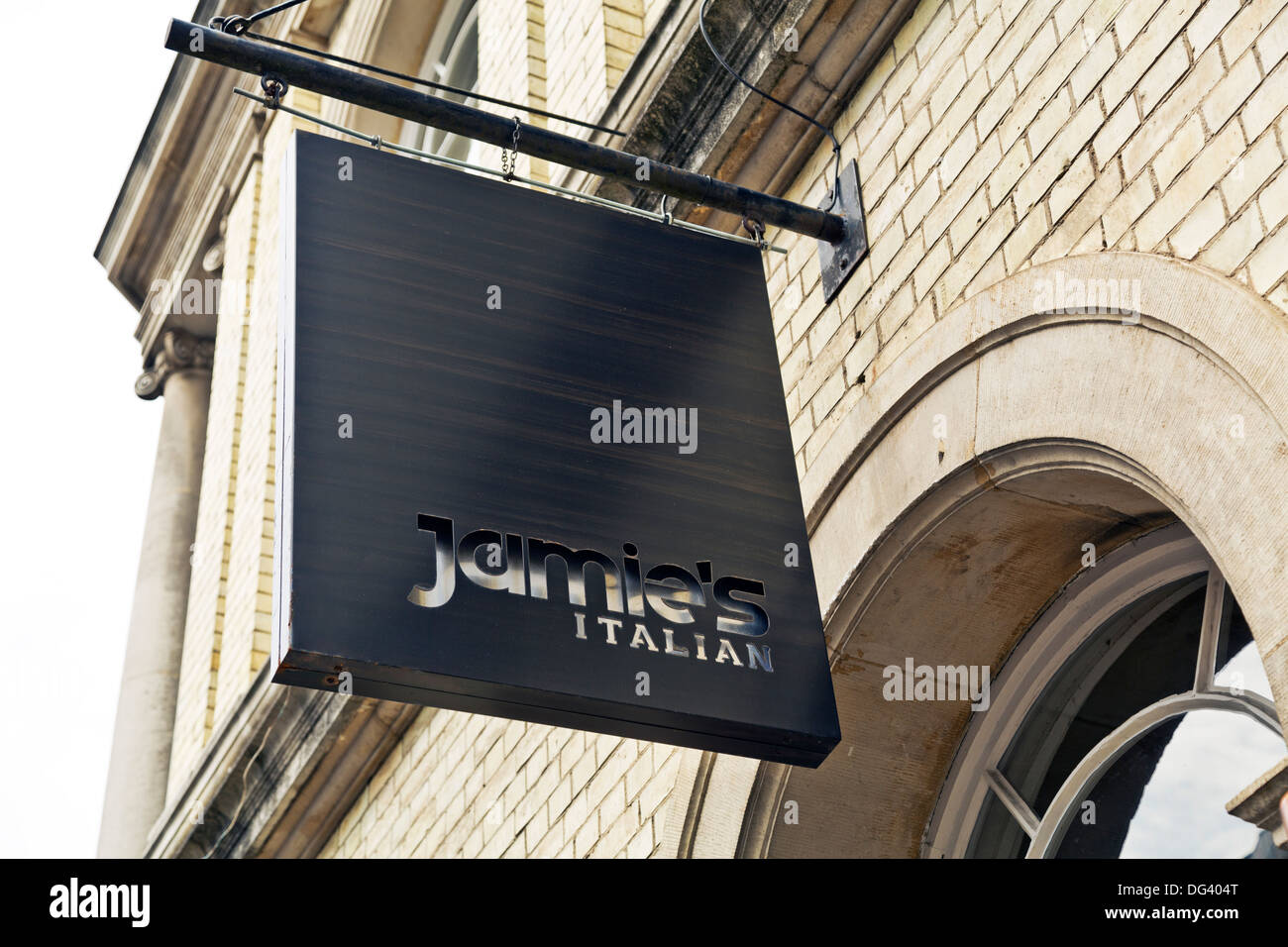 Jamie Oliver Jamie's Italian restaurant sign, Cambridge, England Stock Photo