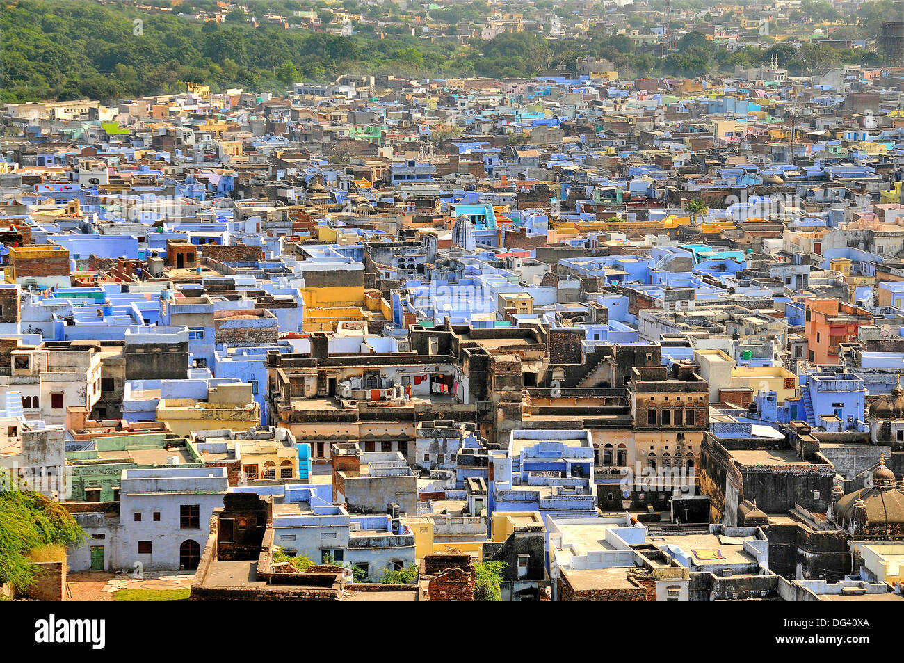 The blue buildings of Bundi, Rajasthan, India, Asia Stock Photo