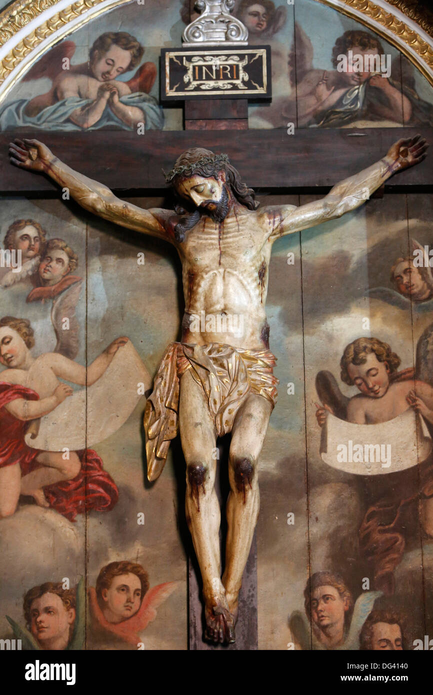 Crucifix in Salvador Cathedral basilica sacristy, Salvador, Bahia, Brazil, South America Stock Photo