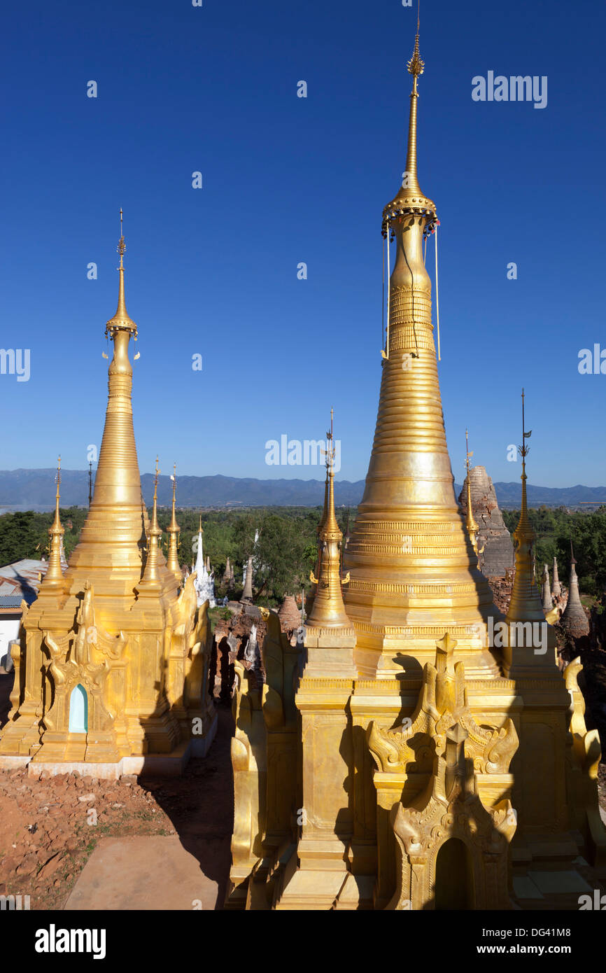 Shwe Inn Thein Pagoda, containing 1054 17th and 18th century Zedi, Inle Lake, Shan State, Myanmar (Burma), Asia Stock Photo