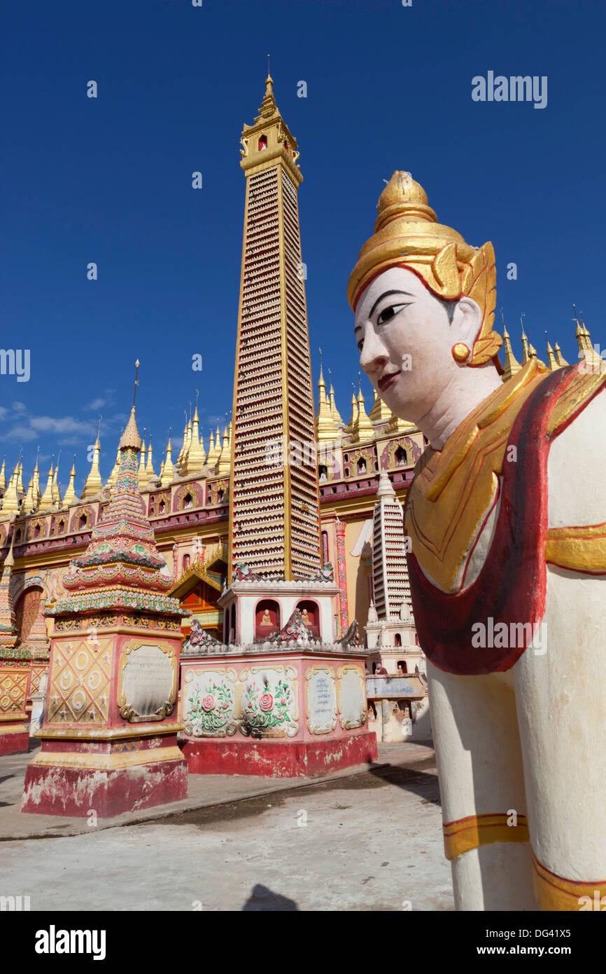 Thanboddhay Paya (pagoda) decorated with mini Buddha images and gilt mini-stupas, near Monywa, Monywa Region, Myanmar (Burma) Stock Photo