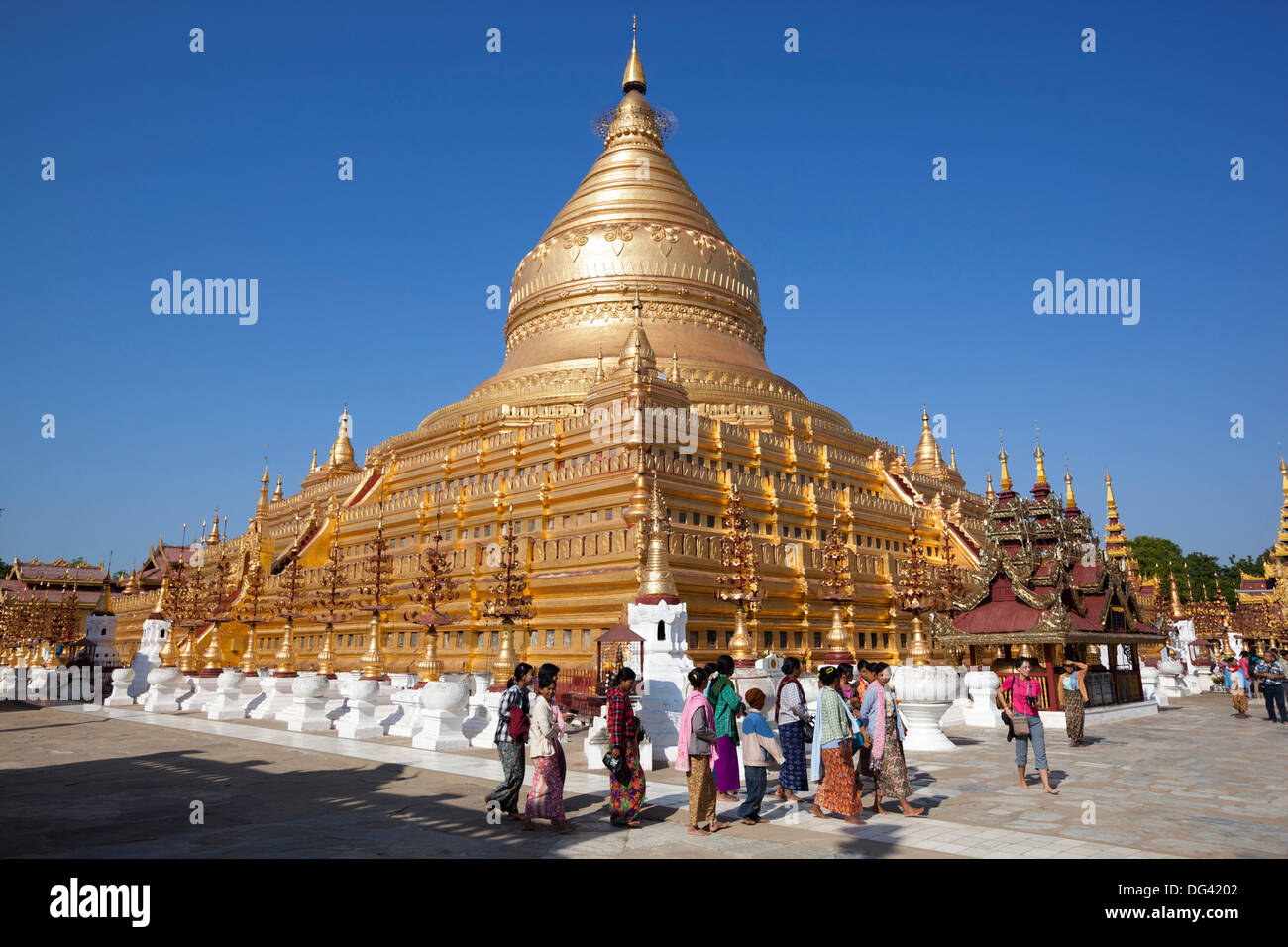 Shwezigon Pagoda, Bagan, Central Myanmar, Myanmar (Burma), Asia Stock Photo
