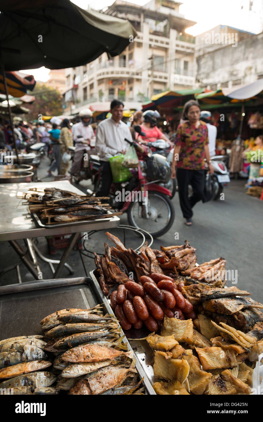 Seafood at Food Market, Phnom Penh, Cambodia, Indochina, Southeast Asia, Asia Stock Photo