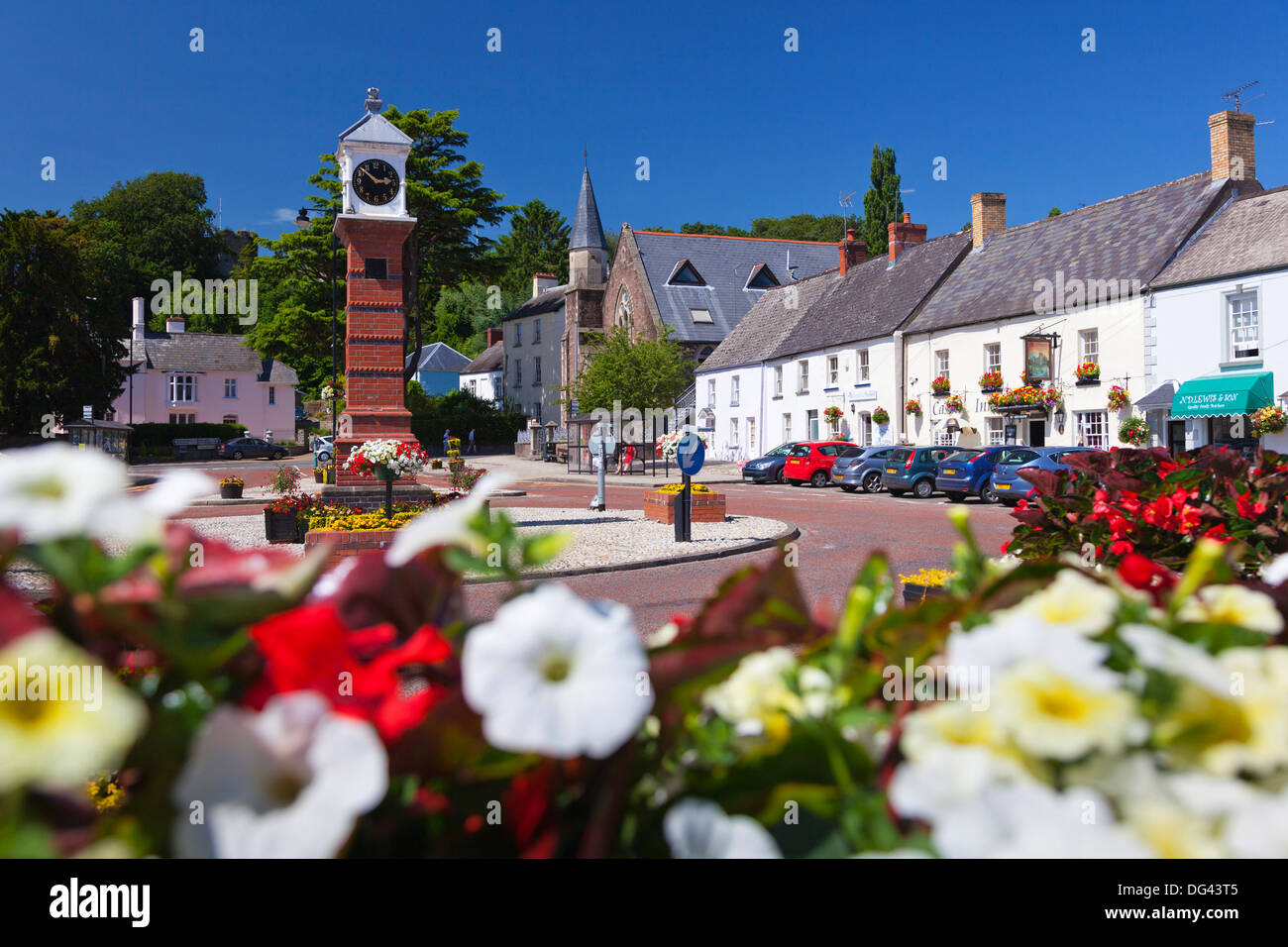 Usk Twyn Square, Usk, Monmouthshire, Wales, United Kingdom, Europe Stock Photo