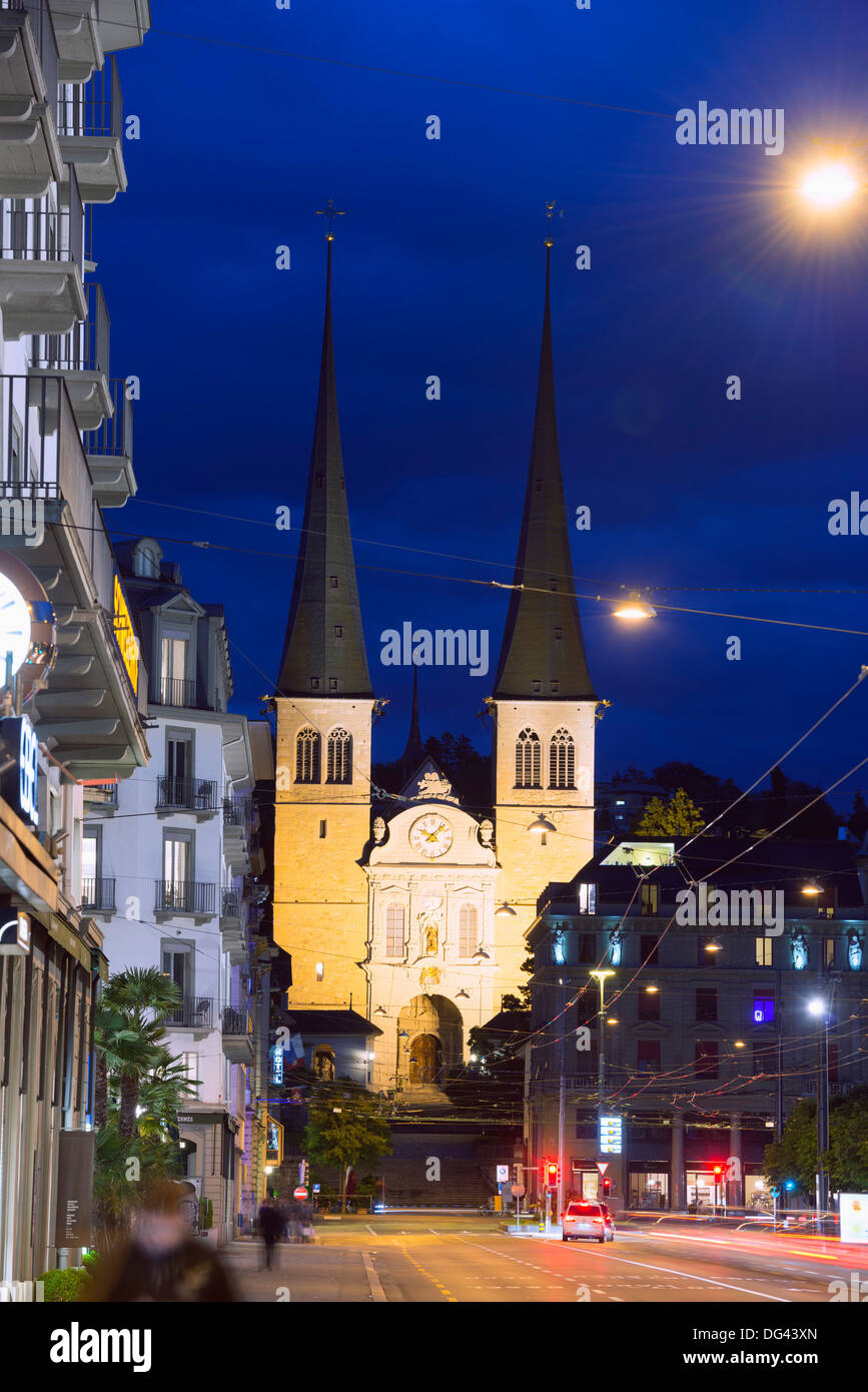 Hofkirche St. Leodegar, Lucerne, Switzerland, Europe Stock Photo