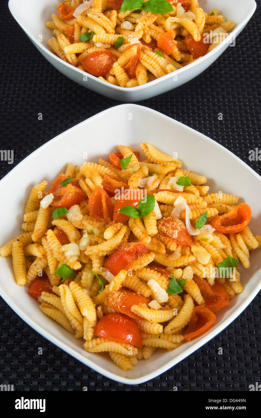 Sardinian Malloreddus with Pachino tomatoes and botargo, Sardinia, Italy, Europe Stock Photo