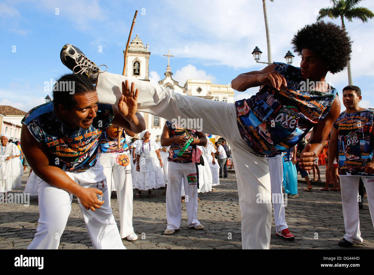 Capoeira band at Salvador carnival, Bahia, Brazil, South America Stock Photo