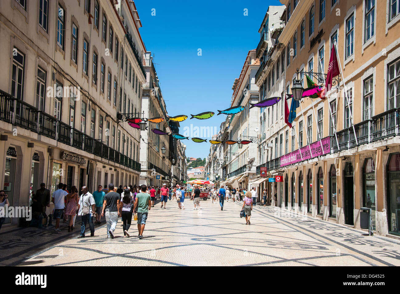 The old town quarter of Baixa in Lisbon, Portugal, Europe Stock Photo