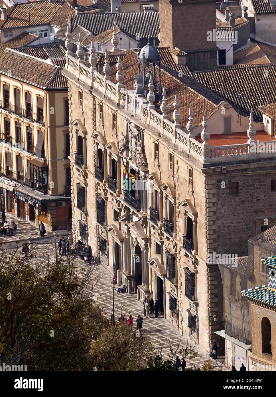 Edificio de la Real Chancillería, de estilo renacentista (manierismo), siglo XVI, situado en la Plaza Nueva de Granada, sede Stock Photo