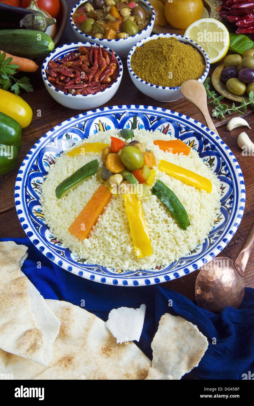 Vegetable couscous, Arab gastronomy Stock Photo Alamy