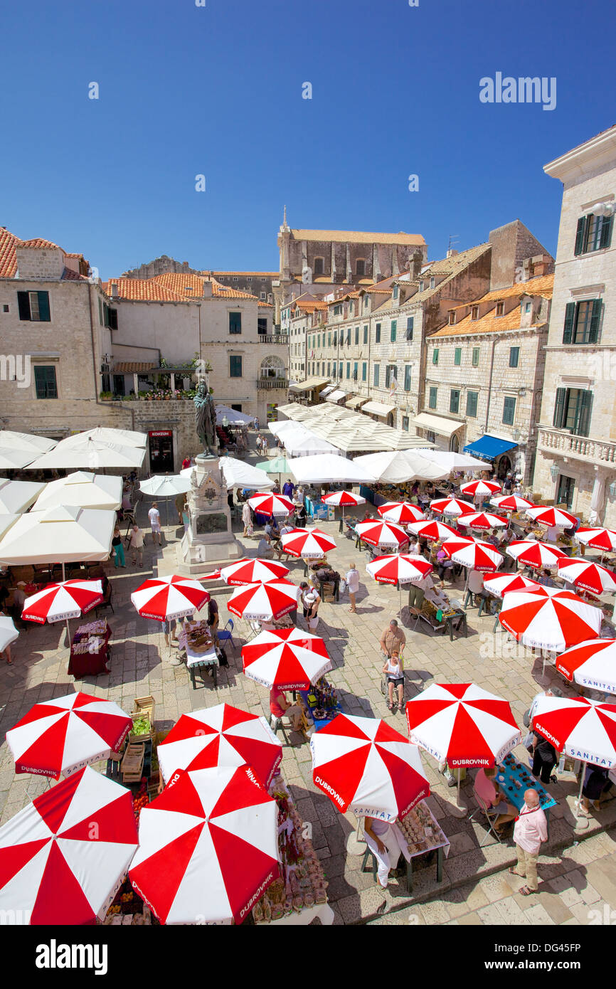 Market, Gunduliceeva Poljana, Dubrovnik, Dalmatia, Croatia, Europe Stock Photo