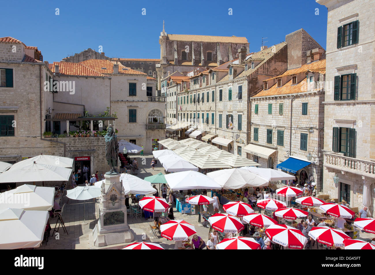 Market, Gunduliceeva Poljana, Dubrovnik, Dalmatia, Croatia, Europe Stock Photo