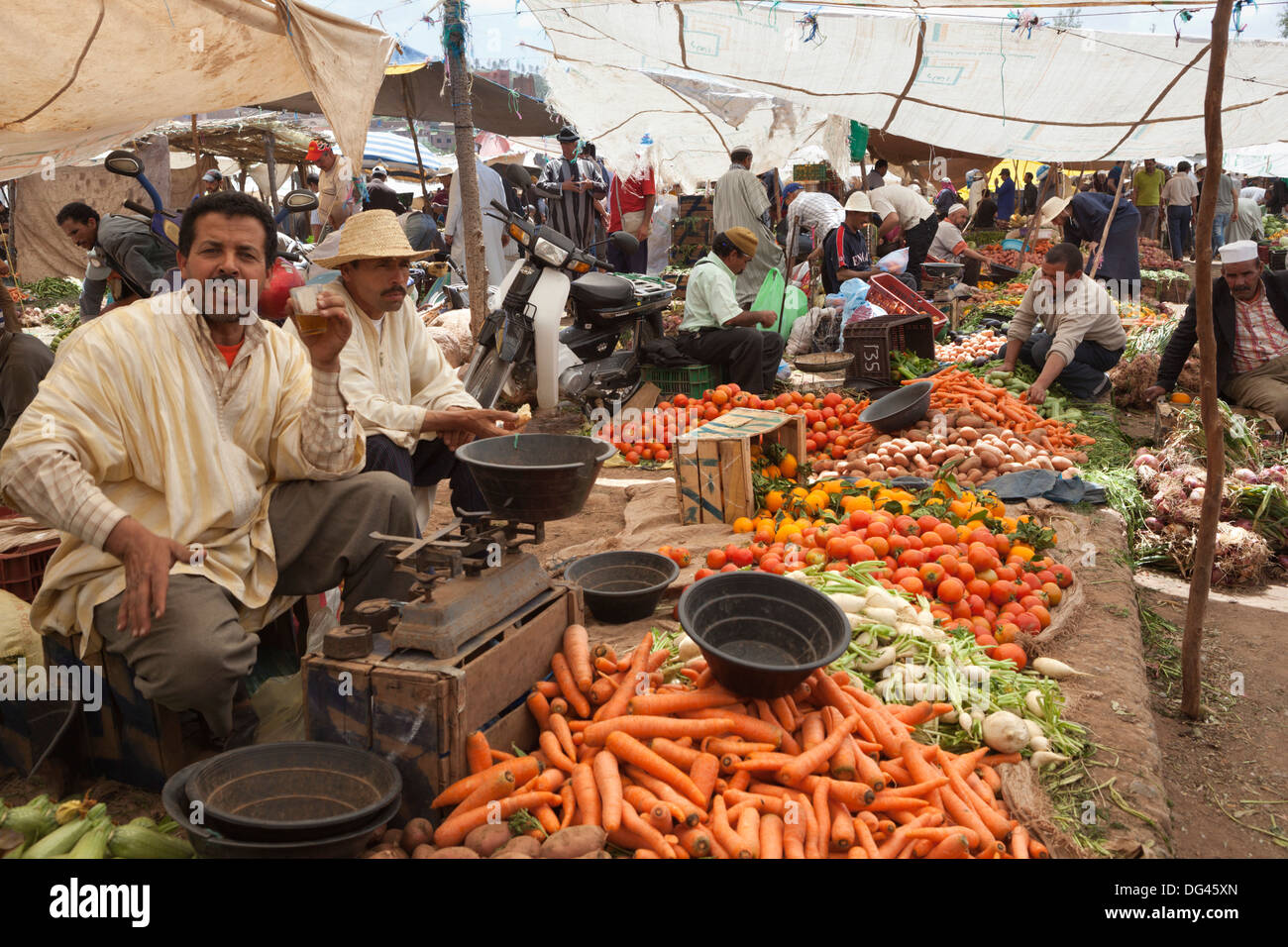 Monday Berber market, Tnine Ourika, Ourika Valley, Atlas Mountains, Morocco, North Africa, Africa Stock Photo