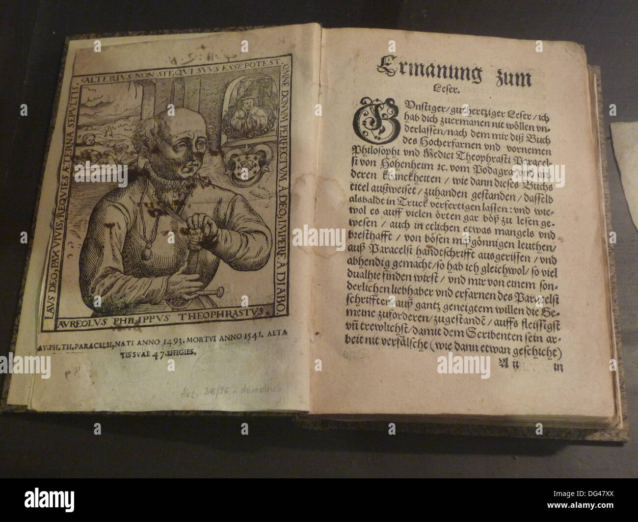 Book of Paracelsus in Kaplica Sw. Anna in Frombork in Poland, pictured 7 August 2013. Photo: Beate Schleep/dpa Stock Photo