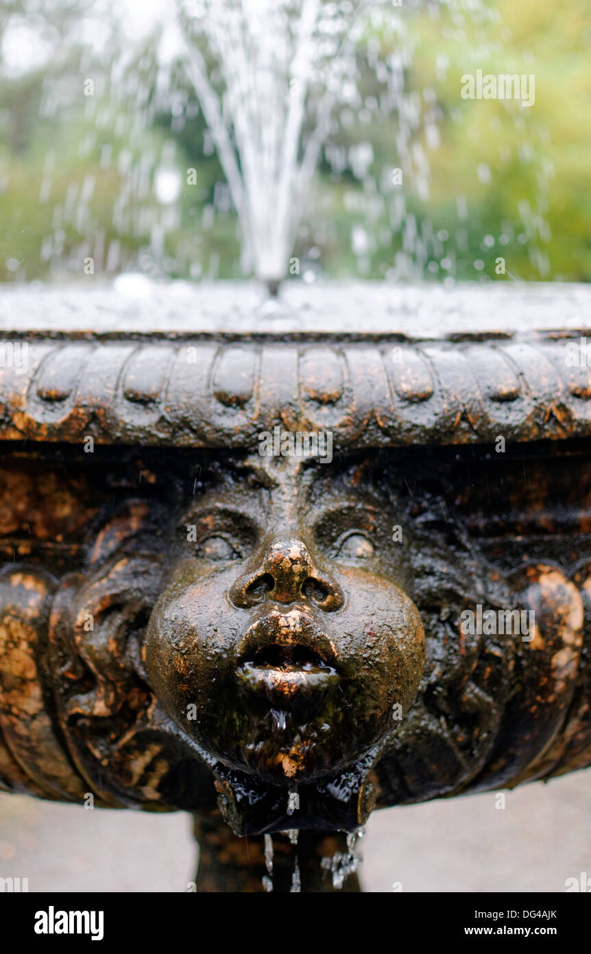1/125 sec F 2.2 Water fountain Statue at Nymans Garden, Nymans, Handcross, Haywards Heath, West Sussex, Englan United Kingdom Stock Photo