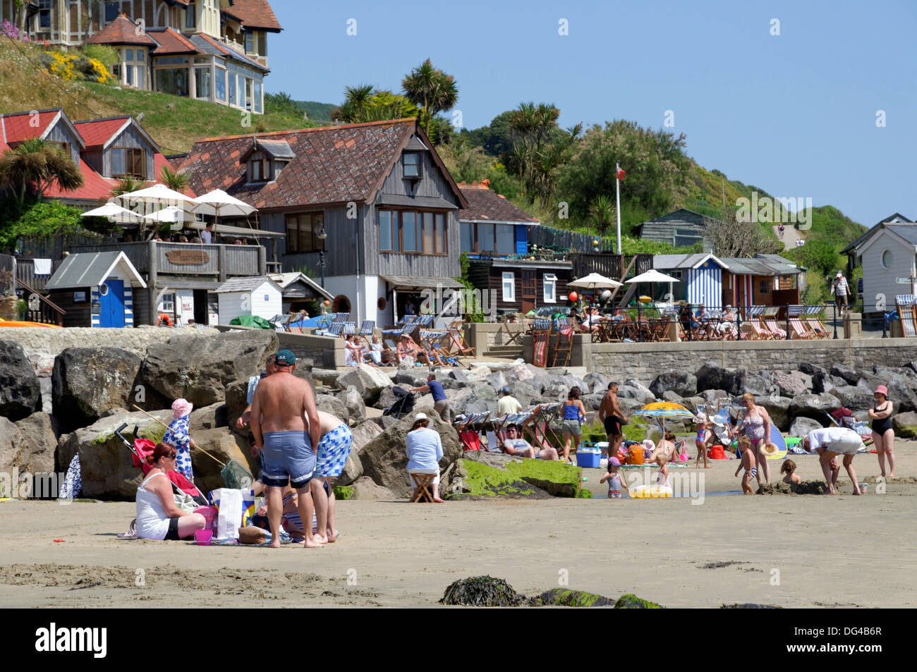 Family on Beach, Steephill Cove,Whitwell, Ventnor, Isle of Wight, England, UK. Stock Photo