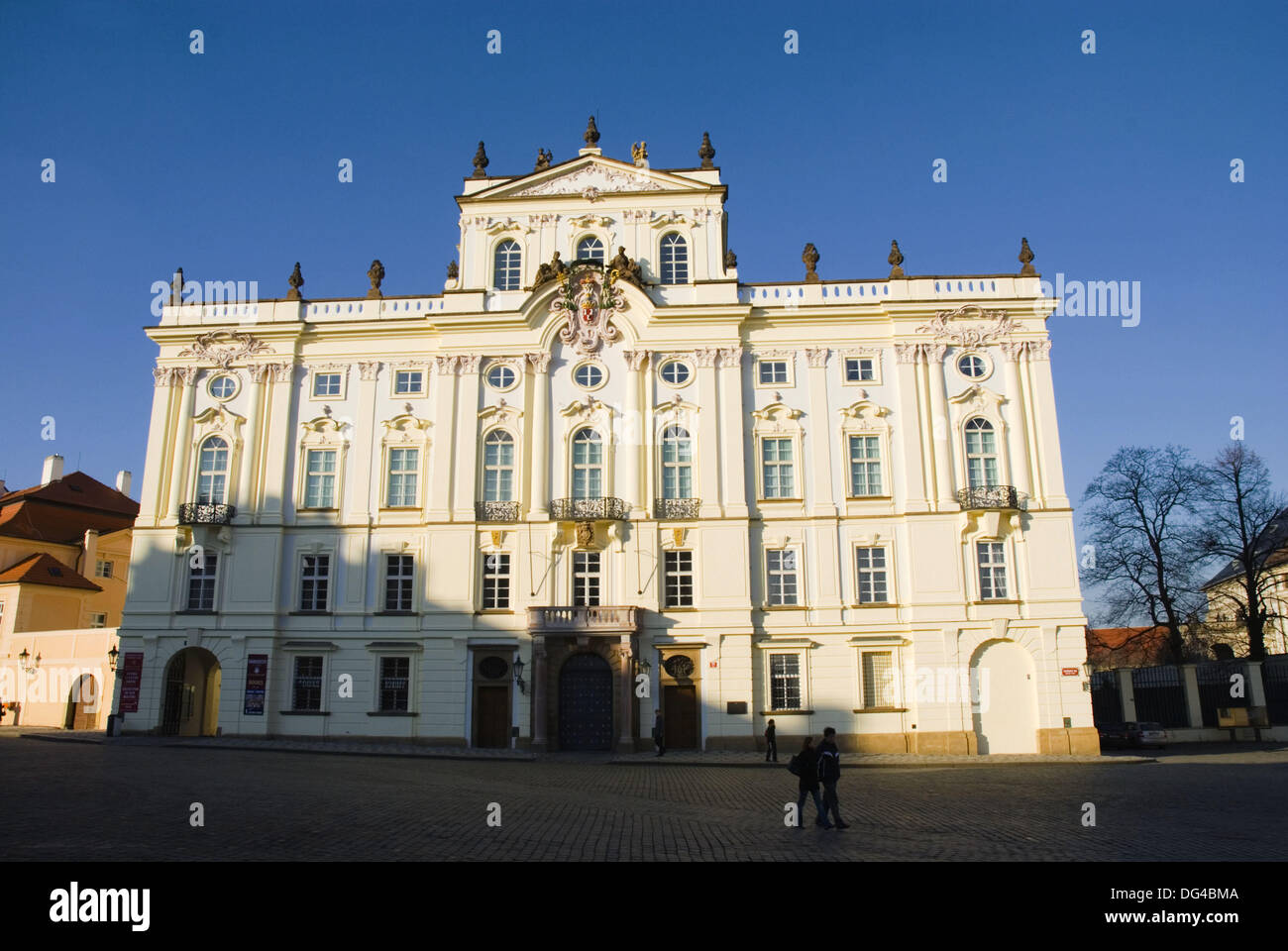 Arcibiskupsky palac at Hradcanske namesti square in Hradcany district of Prague Czech Republic Europe Stock Photo