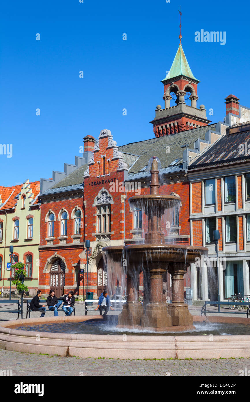 Fountain in old town square, Kristiansand, Vest-Agder, Sorlandet, Norway, Scandinavia, Europe Stock Photo