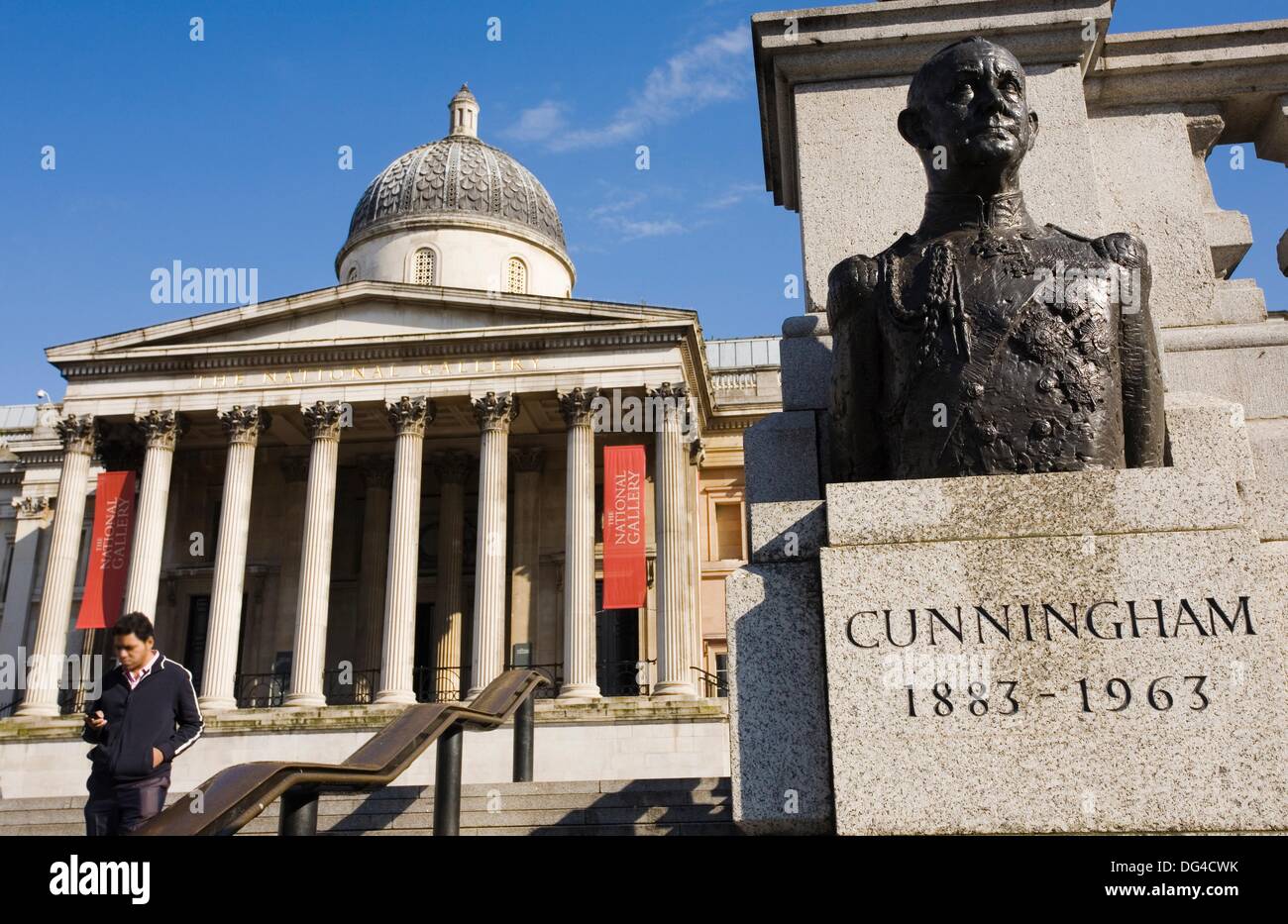 Sir Andrew Cunningham statue, National Gallery, Trafalgar Square, London, England, UK. Stock Photo