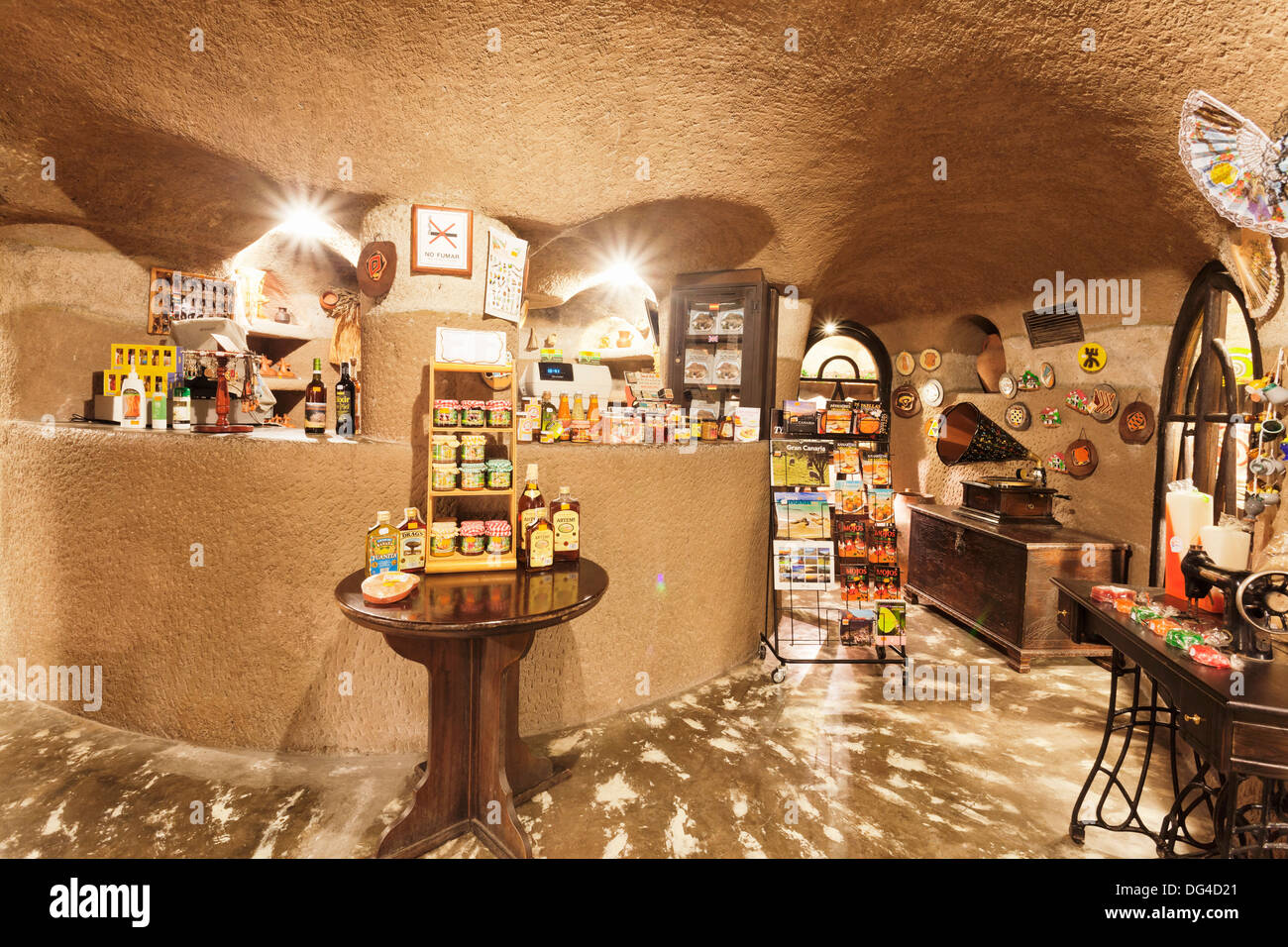 Interiors of Restaurant Tagoror, Barranco de Guayadeque, Gran Canaria, Canary Islands, Spain, Europe Stock Photo