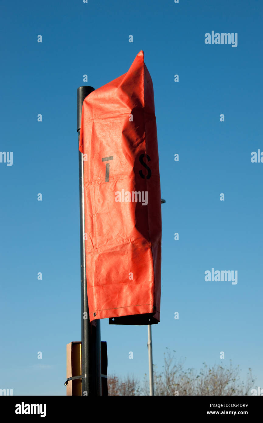 Traffic Light out of order covered orange bag Stock Photo