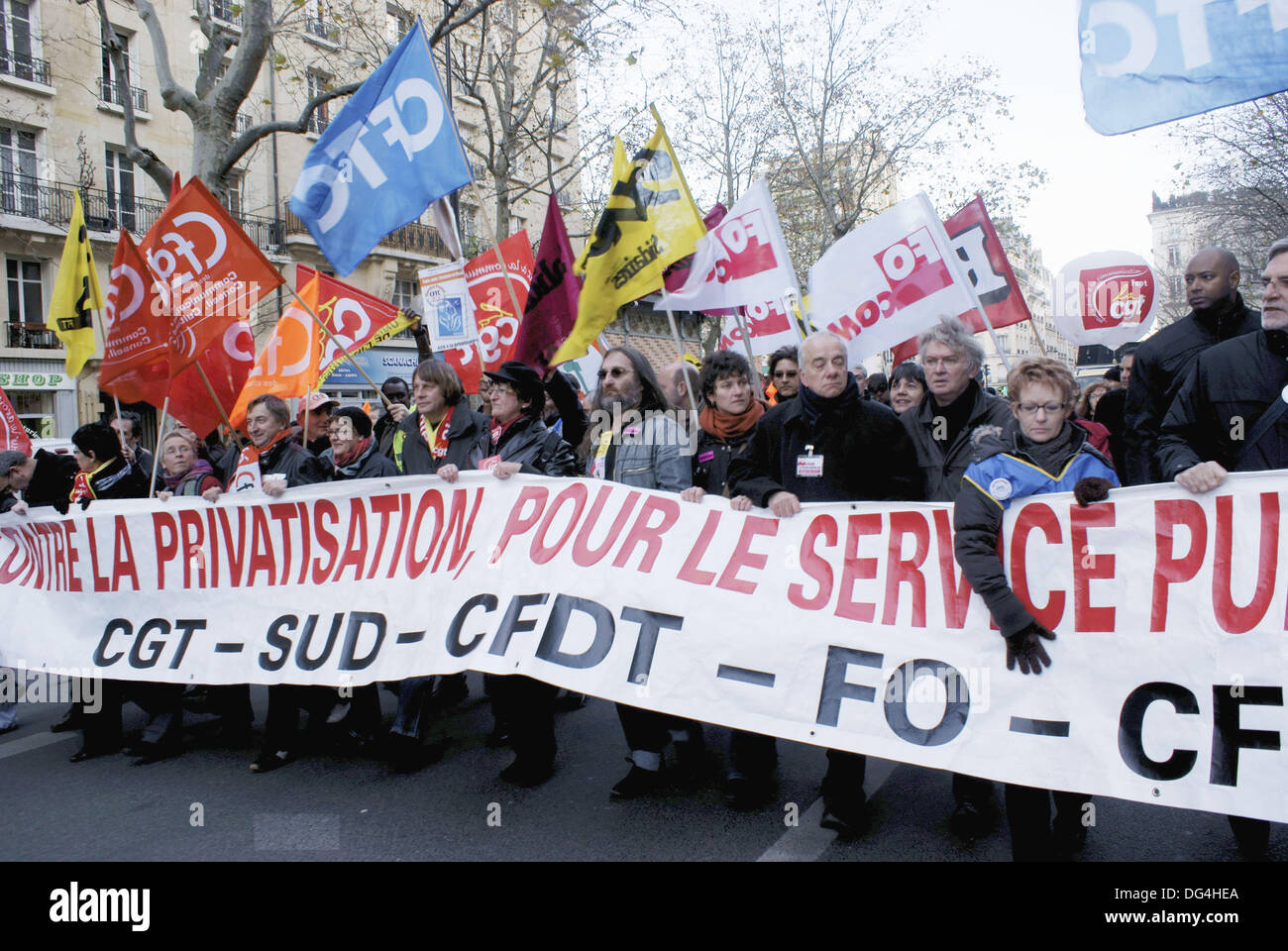 Demonstration in defence of public services and against privatizations, Paris, France (November 2008) Stock Photo