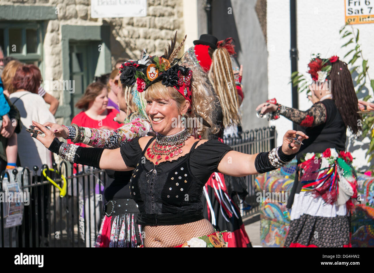 Four Hundred Roses tribal belly dancers at Otley Folk Festival 2013, England UK Stock Photo