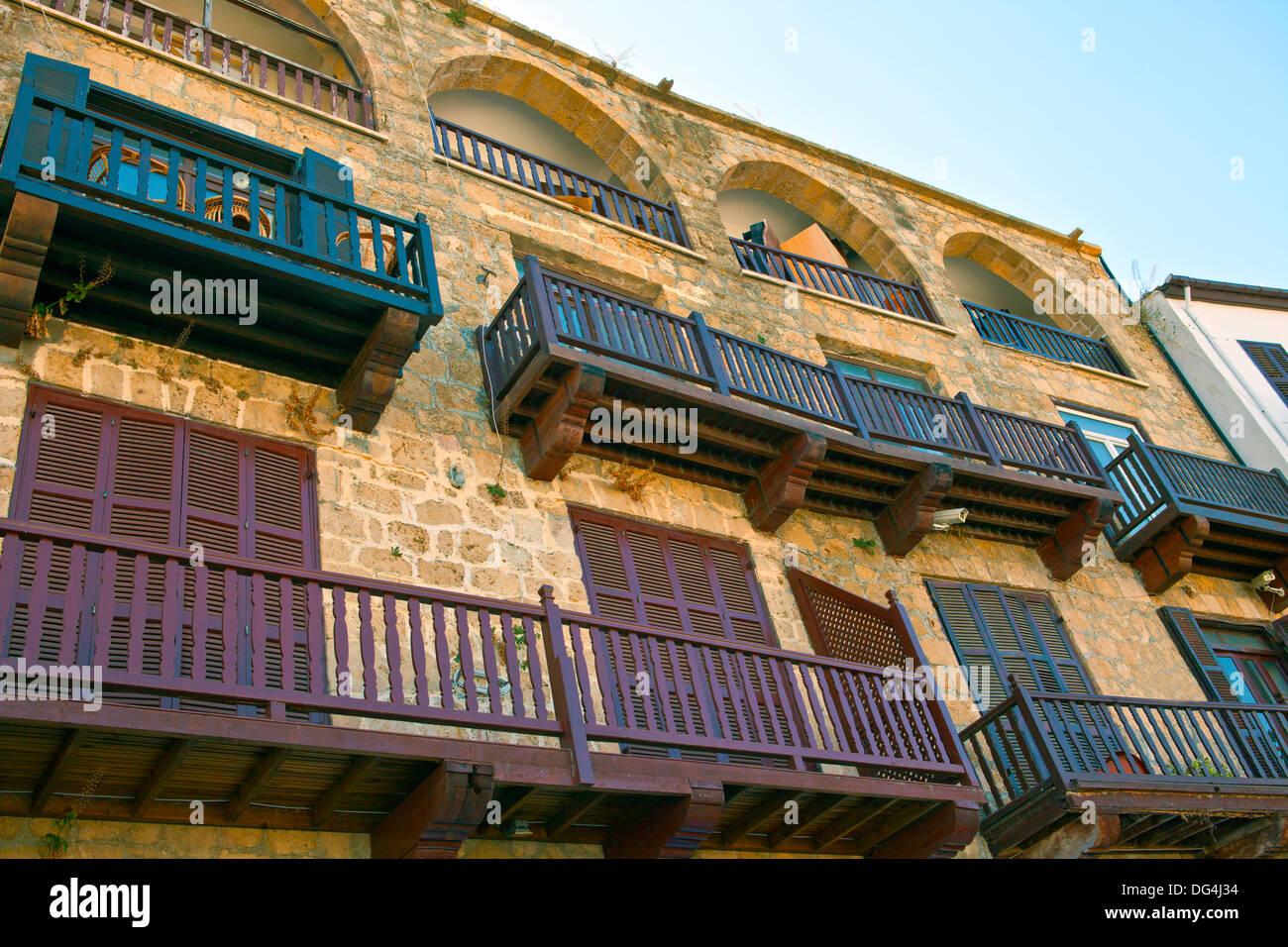 Historic houses at the harbour in Kyrenia, Cyprus. Stock Photo